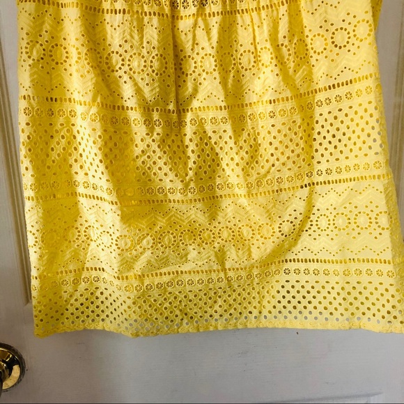 NWT LUCKY BRAND lace eyelet yellow boho blouse - Picture 4 of 8